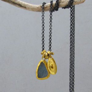 24k Aquamarine gold necklace