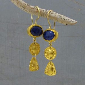 One-of-a-kind Lapis Lazuli 24k gold earrings