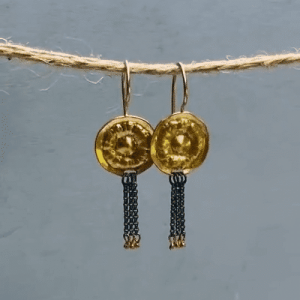 22k gold earrings with silver chains