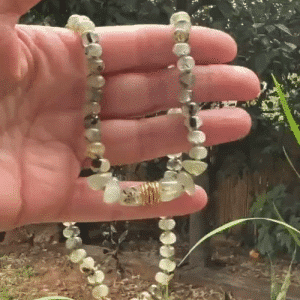 Prehnite beads necklace with 24k gold pendant