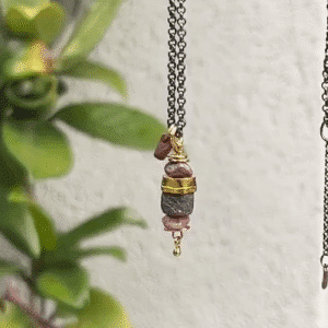 Ruby and Sapphire gold Tassel 24k gold necklace