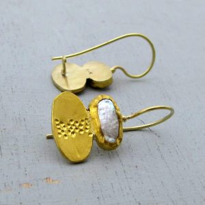 Pearl 24 karat gold earrings