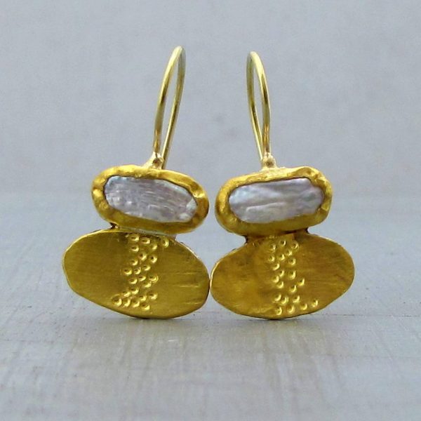 Pearl 24 karat gold earrings