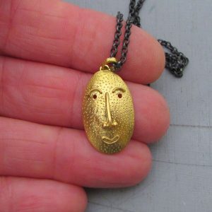 Handmade 22 karat gold Face pendant