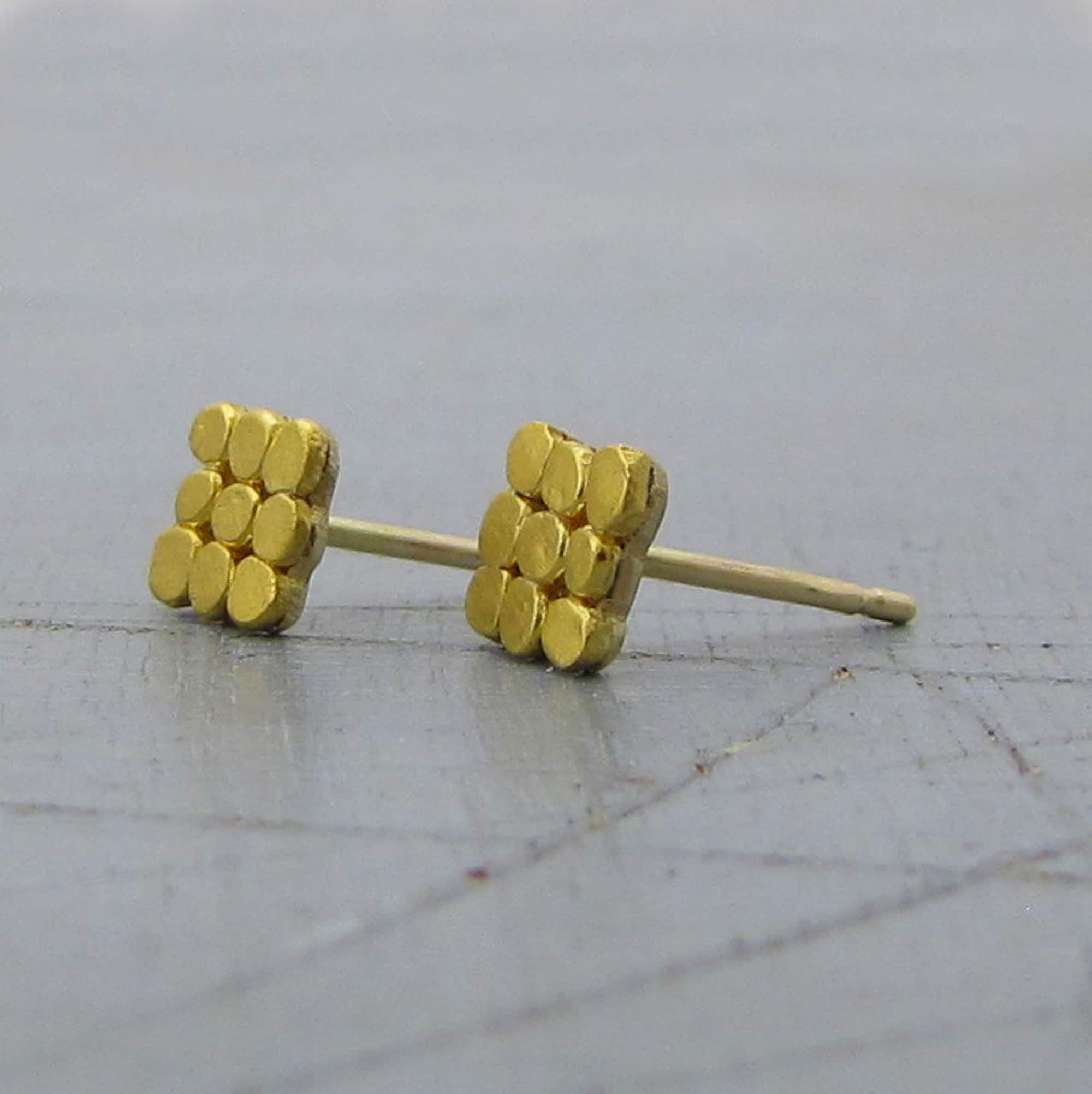 22k gold jewelry collection - granulation 22k gold studs