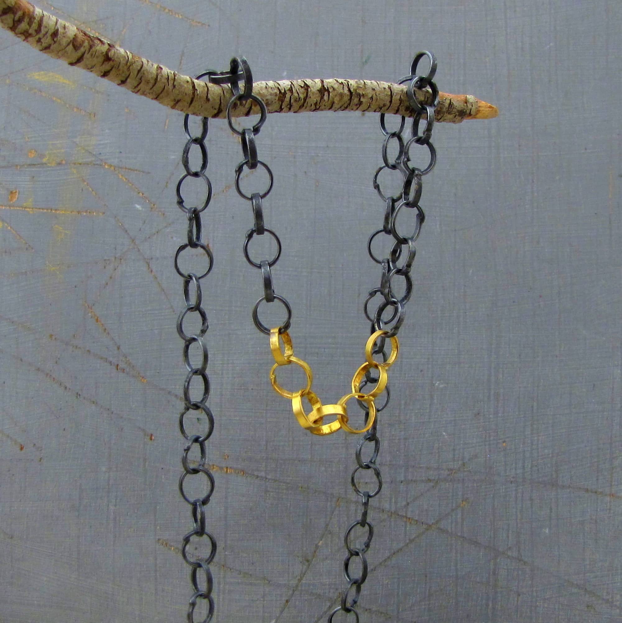 22k Gold & Silver links Necklace