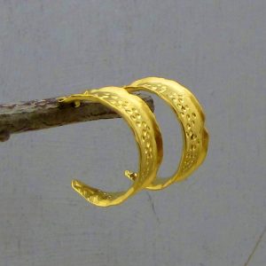 Hammered 22k gold hoop earrings