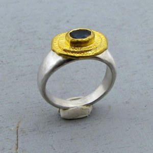 Blue Topaz 24k gold ring