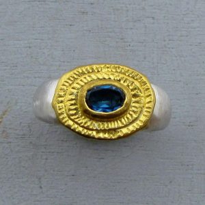 Blue Topaz 24k gold ring