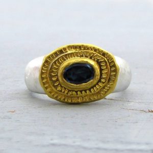 Blue Topaz 24k gold ring