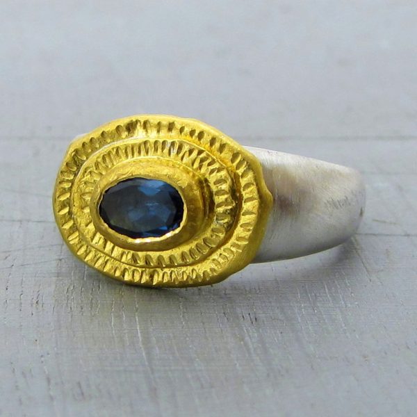 Blue Topaz 24k gold ring