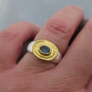 Blue Topaz 24k gold ring