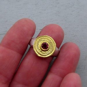 Ancient style Pink Tourmaline 24k gold ring