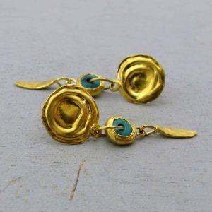 Turquoise 24k Gold studs earrings