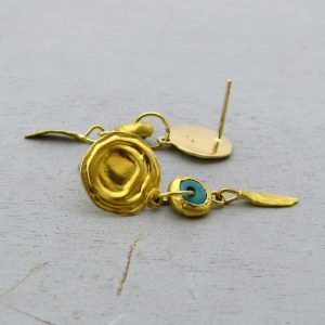 Turquoise 24k Gold studs earrings