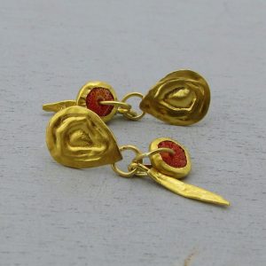 Coral 24k gold dangle studs