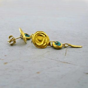 Turquoise 24k Gold studs earrings