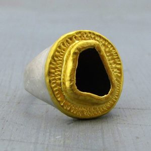 Onyx 24 karat gold signet ring