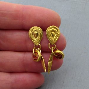 Coral 24k gold dangle studs