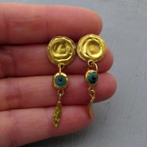 Turquoise 24k Gold studs earrings