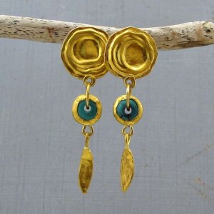 Turquoise 24k Gold studs earrings