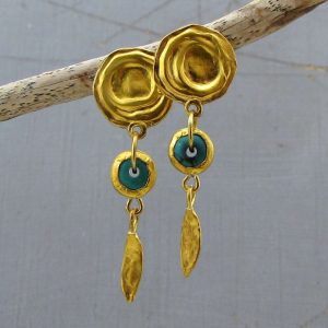 Turquoise 24k Gold studs earrings