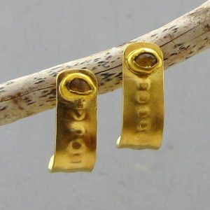 Yellow Sapphire half hoop 22k studs