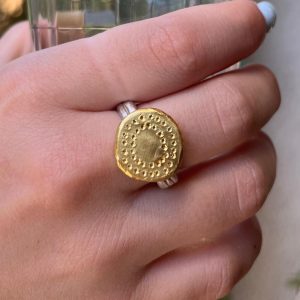 24 karat gold & silver stacking ring