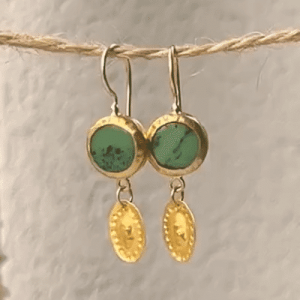 Chrysoprase 24k Gold Earrings