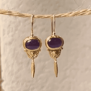 Amethyst 24k gold earrings