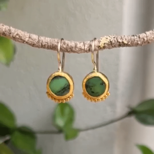 Green Chrysoprase 24 karat earrings