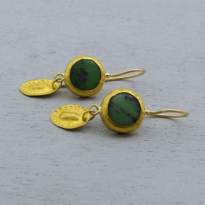 Chrysoprase 24k Gold Earrings