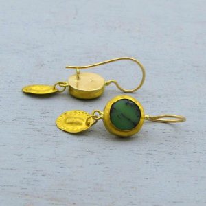 Chrysoprase 24k Gold Earrings