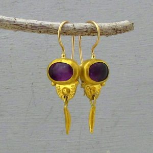 Amethyst 24k gold earrings