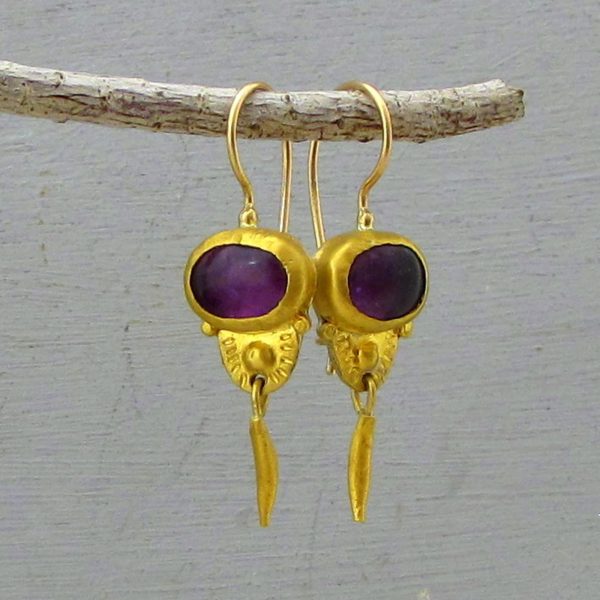 Amethyst 24k gold earrings