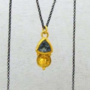 Blue Topaz 24k gold pendant