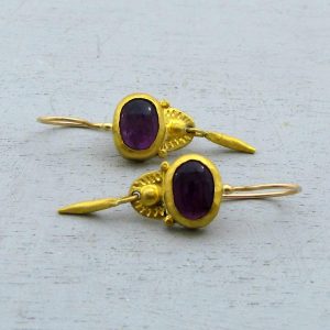 Amethyst 24k gold earrings