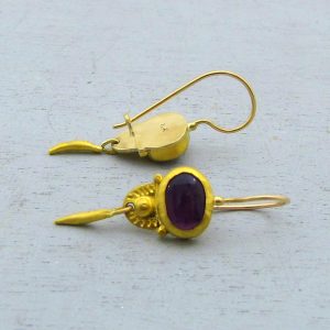 Amethyst 24k gold earrings