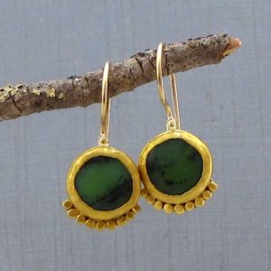 Green Chrysoprase 24 karat earrings