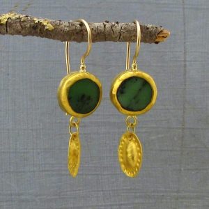 Chrysoprase 24k Gold Earrings