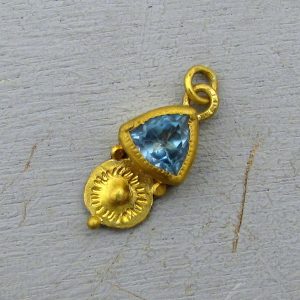 Blue Topaz 24k gold pendant