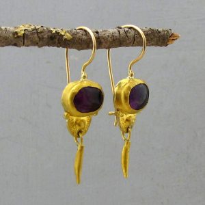 Amethyst 24k gold earrings