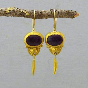 Amethyst 24k gold earrings