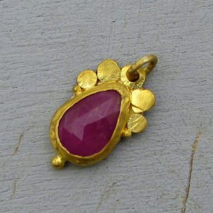 Pink Sapphire 24 karat gold pendant