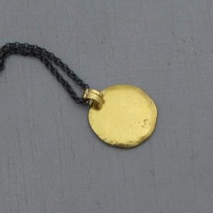 24k solid gold round pendant