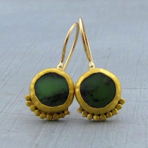 Green Chrysoprase 24 karat earrings