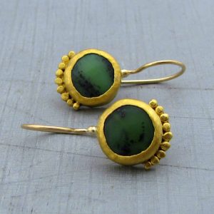 Green Chrysoprase 24 karat earrings