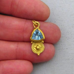 Blue Topaz 24k gold pendant