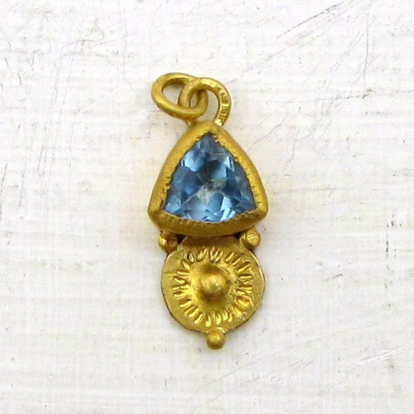 Blue Topaz 24k gold pendant