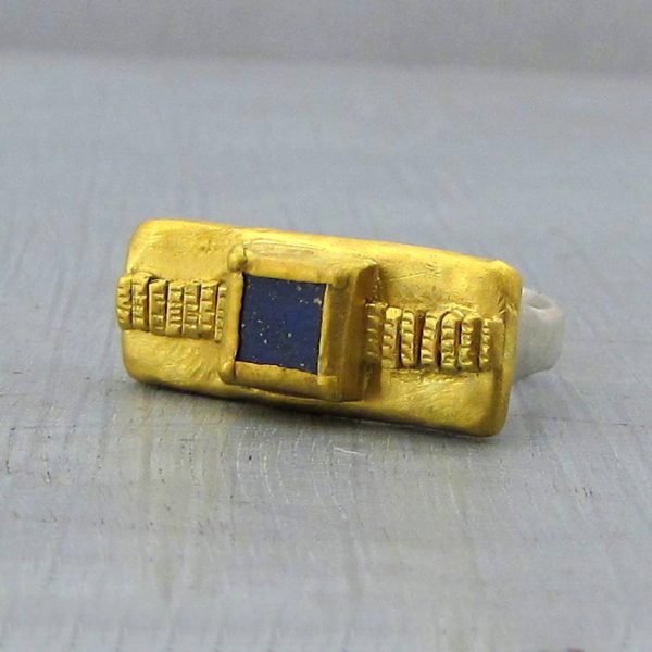 Lapis Lazuli silver and 24k gold ring